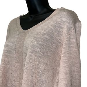 J. Jill Cotton/Linen Blend V~Neck Sweater~Lightweight~Large Petite